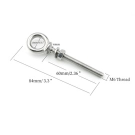 316 Stainless Steel Eye Bolt, Heavy Duty Shoulder Eyebolts Screws with Washer and Nuts (M6, 10PCS)