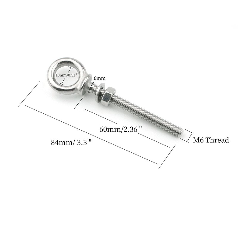 316 Stainless Steel Eye Bolt, Heavy Duty Shoulder Eyebolts Screws