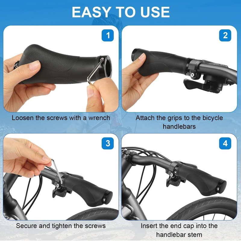 Bicycle Grips Ergonomic Non-Slip Rubber Handlebar Grips Bicycle Grips with