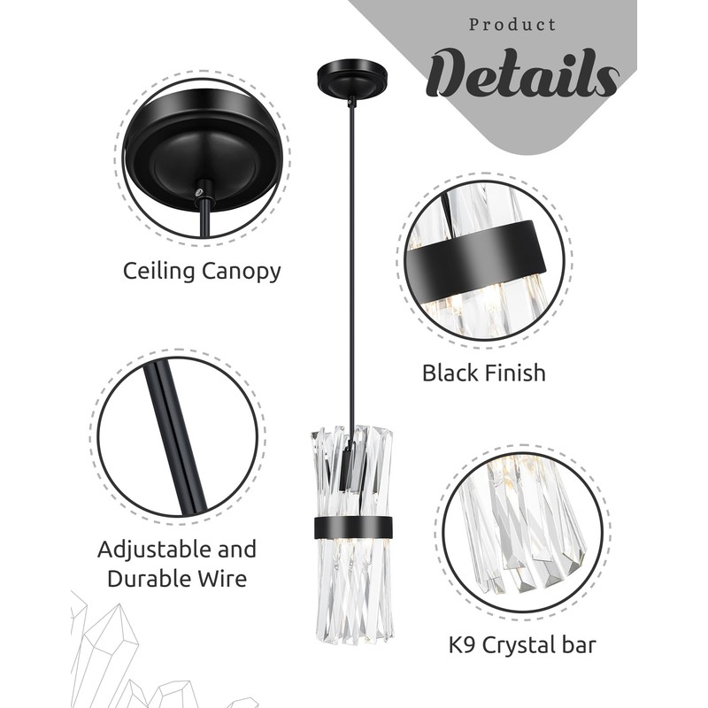 Ken & Ricky Crystal Pendant Lights, Modern Pendant Lights Kitchen