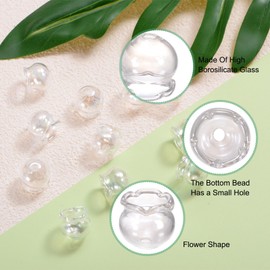 M METERXITY 12-Pack Glass Jellyfish Beads, 17x16mm Glass Wind Bell Bead Caps, Wind Chimes Bead Caps for DIY/Earring Dangle Pendant/Making Wind Chimes Craft [Pearlescent]