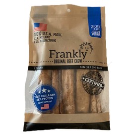 Frankly Chicken Flavor Beef Roll Wrap Chews,Pack of 5,Small Rolls,5 inches Long 100percent U.S.A Made American Beef Chew