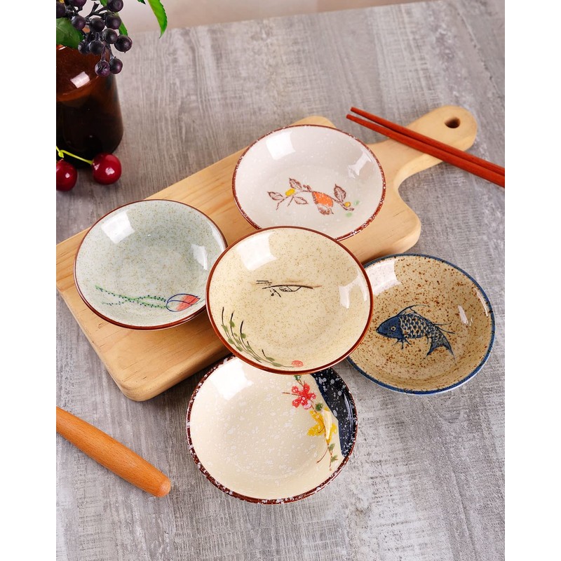 WHJY Japanese Retro Porcelain Side Dish Ceramic Side Dishes Bowl