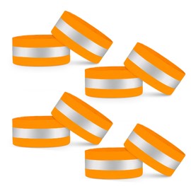 VERY IMPORTANT RUNNER - Reflective Wristbands - Elastic Reflective Band with 8 cm Adjustable Closure & 2 cm Reflective Strips - 360° Visibility for Arms, Legs & Ankles (Orange, Pack of 8)