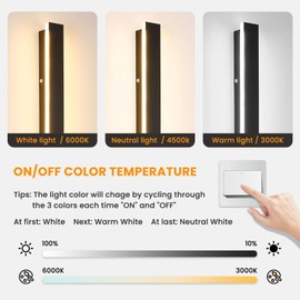 Mikeru 23.6inch Outdoor Wall Light Fixtures, 3000k-6000k Three Colors Switchable Modern Exterior Wall Sconces Acrylic Invisible Outdoor Lights for Porch Modern Outdoor Wall Mount Lighting for House