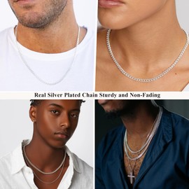Avotto Silver Chain for Men Boys 5mm Mens Boys Silver Chain Stainless Steel Cuban Link Chain for Men Boys Chain Necklace Jewelry Gifts for Him 22inch