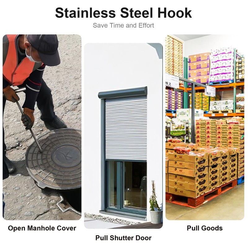 Stainless Steel T-Hook Well Cover Hook Rolling Door Hook Heavy
