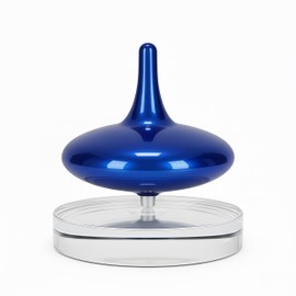 Hautech Electric Spinning Top with Glass Base, 6+ Hour Endless Spin, LED Light Show for Focus, Calm & Creativity, Unique Futuristic Gift for Adults (Stability Blue)