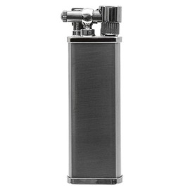 Kenshi Japanese Pipe Lighter - Refillable, Angled & Adjustable Soft-Flame, Travel Friendly, Flip Top (Black Nickel)