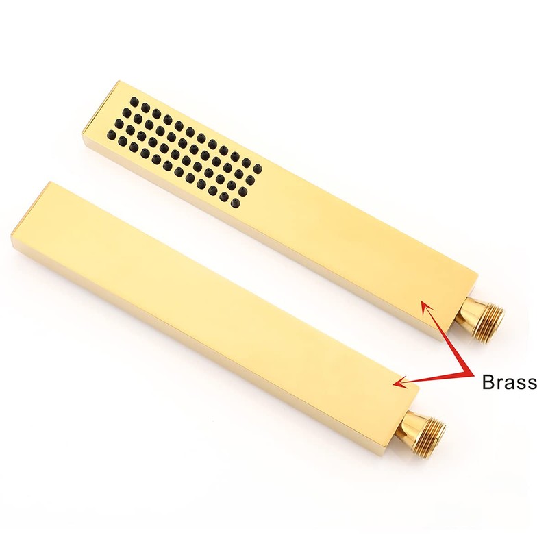 Asyas Square Solid Brass Hand Held Shower Head (Gold)