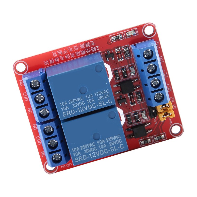 2-Channel Relay Module with Optocoupler Isolation High and Low Level
