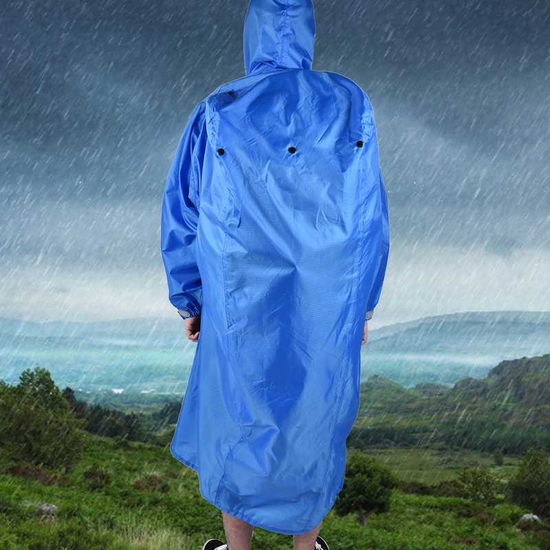 Polyester Folding Outdoor Portable Ultralight Waterproof Sleeve Hooded Raincoat(Blue)