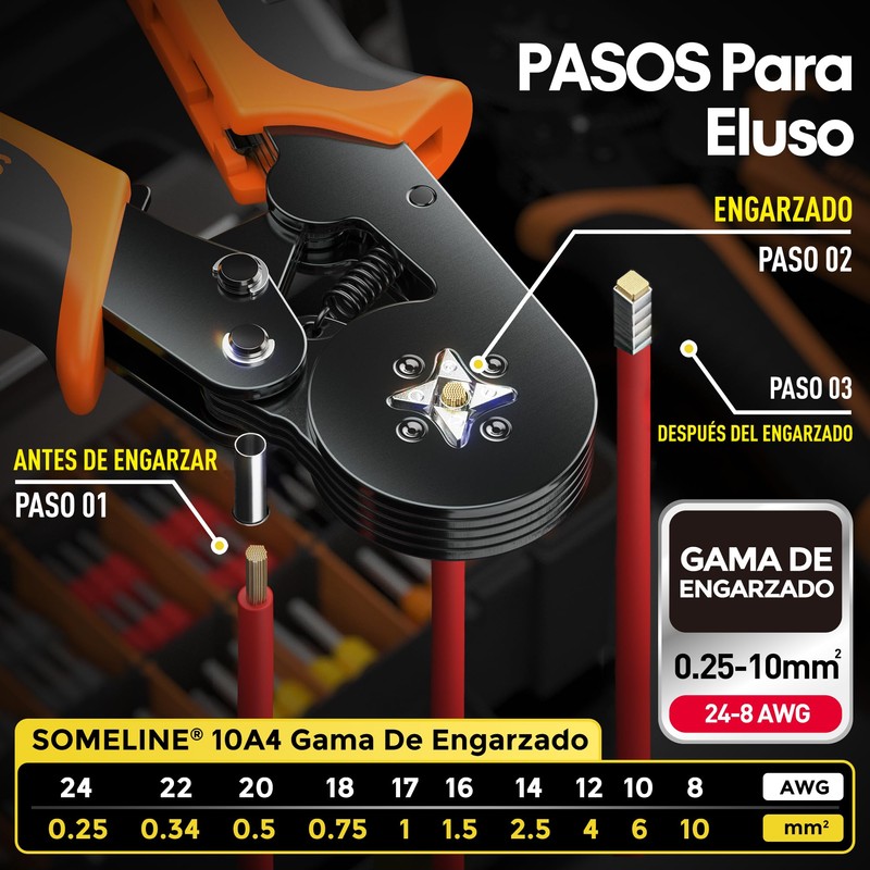 SOMELINE® Juego de herramientas de crimpado (AWG 24-8) Juego de