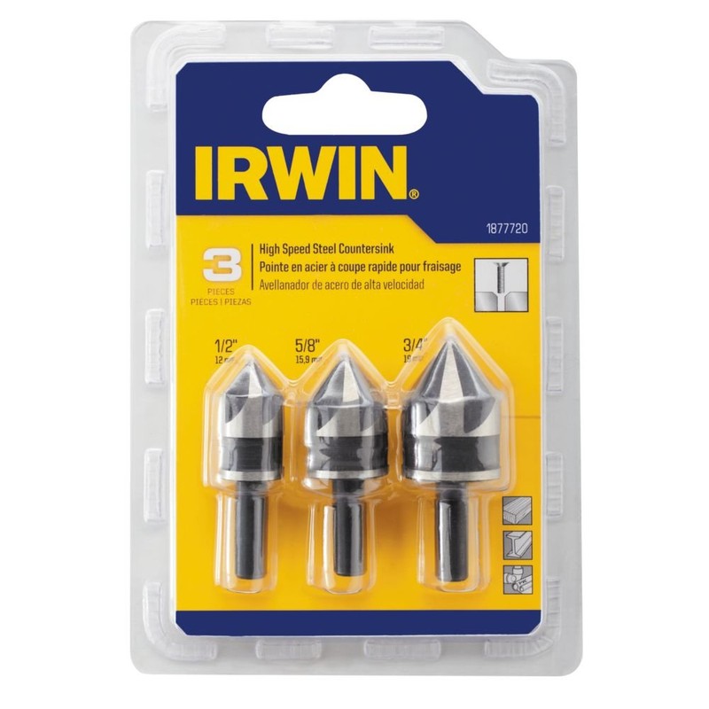 Irwin Tools IRWIN Drill Bit Set, Countersink, Black Oxide, 3-Piece