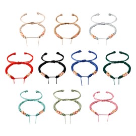 KISSITTY 10pcs Adjustable Braided Cord Bracelets Half Finished Colorful Nylon Knot Bracelet 10 Colors for Women DIY Friendship Bracelet Jewelry Making Fit for Beads