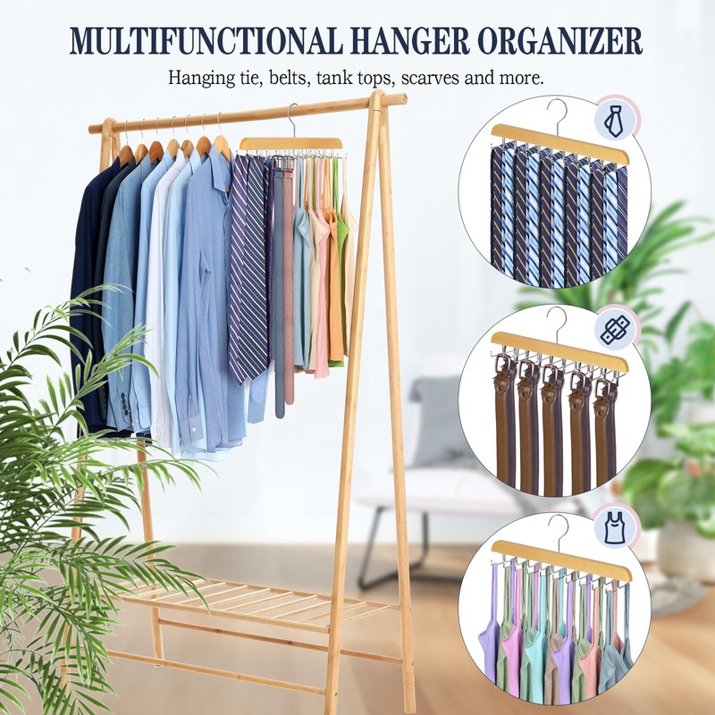 2 Pack Tie Rack Belt Hanger for Closet Fitnice Upgraded