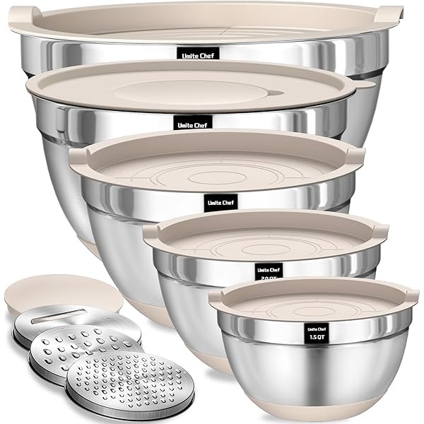 Umite Chef Mixing Bowls with Airtight Lids Set, 8PCS Stainless