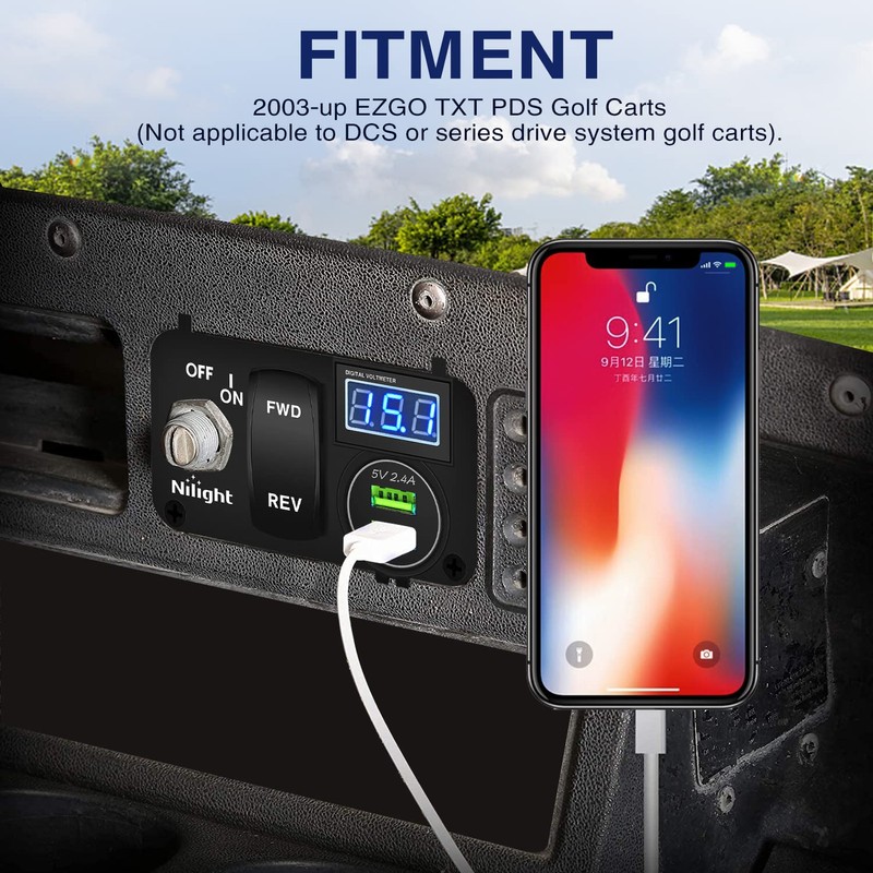 Nilight Golf Cart Key Switch Console Panel 9V-48V DC with