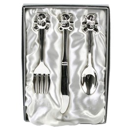 Silver Plated Teddy Cutlery Set - Lovely Gift for New Baby, Christening or Baptism