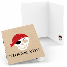 Beware of Pirates - Pirate Birthday Party Thank You Cards (8 count)
