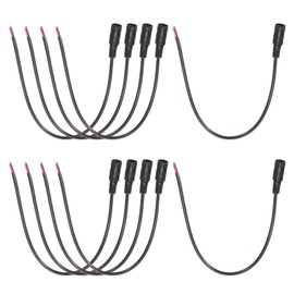 MECCANIXITY 10pcs DC Power Pigtails Cable, 5.5 x 2.1mm Female Barrel Plug Connector to Bare Wire Open End for CCTV Camera, DVR, LED Strip, 30cm Black