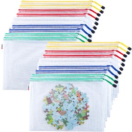 M&G 20 Pack Mesh Zipper Pouch Bags for Organizing Storage, A4 Letter Size, Waterproof Portable Document Zipper Pouches, Board Game Storage Bags for Office School Supplies