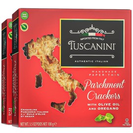 Tuscanini parchment Crackers, Olive Oil and Oregano 3.5oz (2 Packs)
