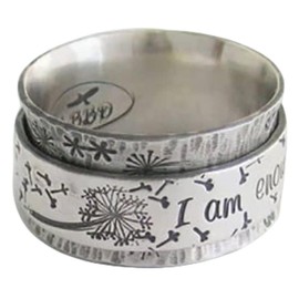 CUSIOALQQ Fashion Sterling Silver Dandelion Ring for Women, Dandelion Flower Spinner Chunky Jewelry Gift, Vintage Anti Anxiety Fidget Rotate Freely Inspirations Stress Relief Band Ring Q