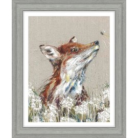 Artko Fox and Wildflowers Framed Print Wall Art - Contemporary Animal Themed Home Decor - Nicola Jane Rowles Artwork - Ready to Hang 'Finley' Painting - 35 x 29cm