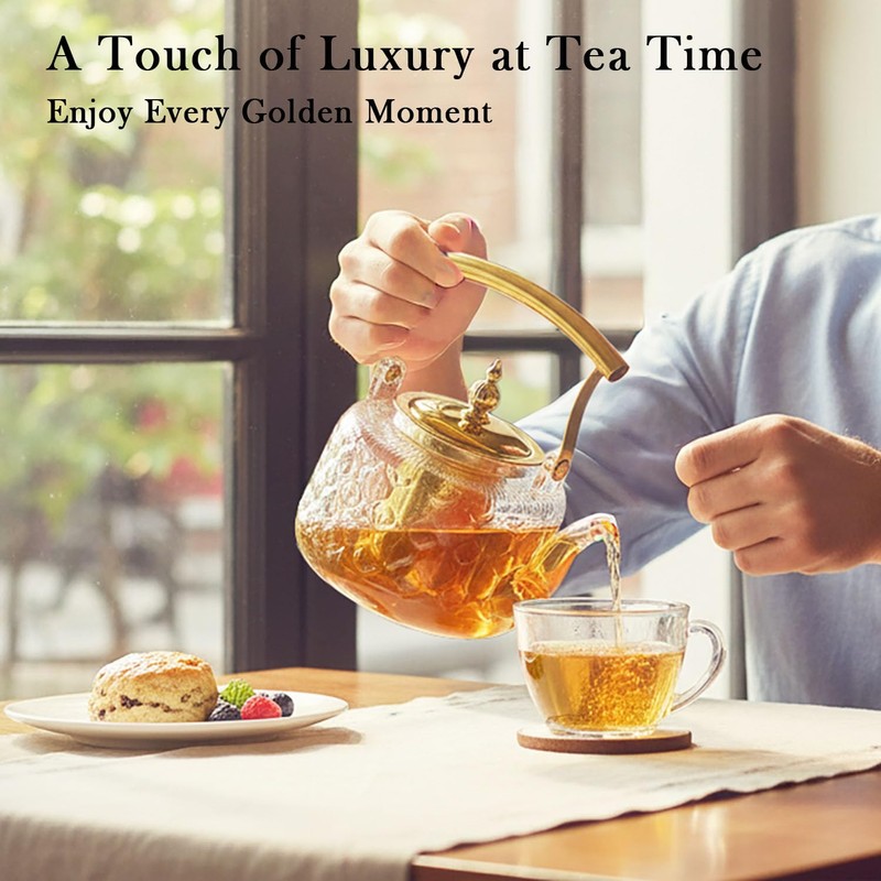 dingdaer High Borosilicate Glass Teapot, 44 oz / 1300 ml