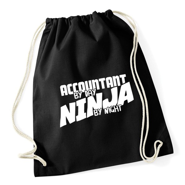 Hippowarehouse Accountant by Day Ninja by Night Drawstring Cotton School
