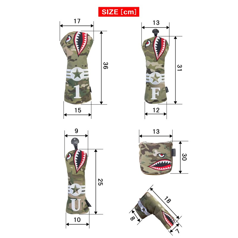 ROBUSTIN Golf Headcover Set Driver Fairway Wood Utility Camo (For