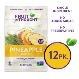 Fruit for Thought Dried Pineapple | Dried Fruit Snack Packs Ideal for the Family | At Home, Work, or On The Go | 1 Ounce Bags Pack of 12