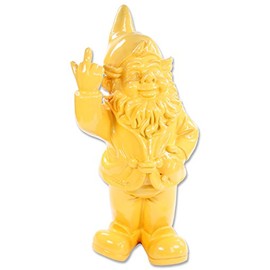 STONE-LITE Figurine - garden gnome giving the finger - 20cm - yellow - funny present