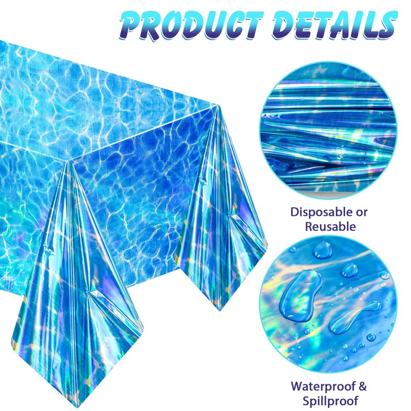 PHOGARY 2 Pcs Iridescent Ocean Wave Tablecloths, Sea Ocean Tablecloth