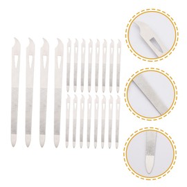 Baluue 20Pcs Stainless Steel Nail Files Set Long Curved Manicure Tools for Fingernails and Toenails Double-Sided Polishing Buffers Precision Gages for Professional and Home Use