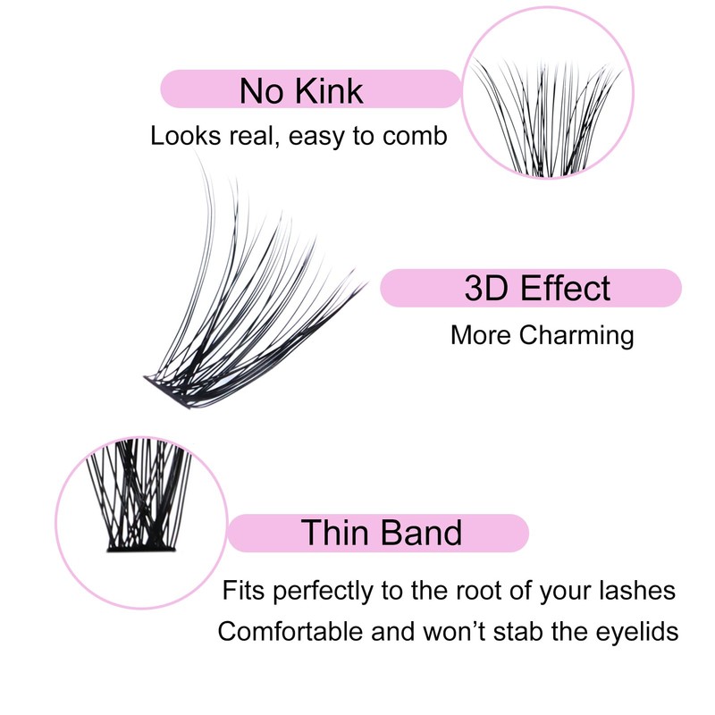Lash Clusters 40D LAUBESS Eyelash Clusters Individual Lashes Mixed Tray