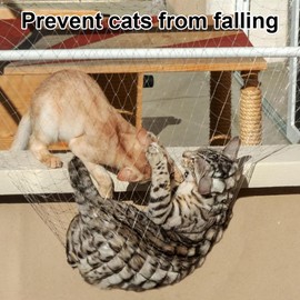 JOAASU Cat Net for Balcony, 10 x 3 m Cat Net, Wire Reinforced, Net for Balcony, Cat Net Balcony with Cable Ties, Hooks, Expansion Screws, Cat Protection Net for Balconies, Patios, Windows