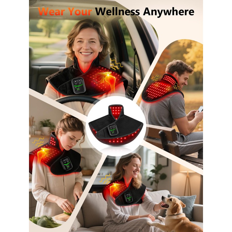 Red Light Therapy for Neck Shoulder with Heat & Massage,