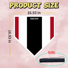 Baseball Home Plate - 17" Tri-Color Blended Rubber Mat for Pitching & Hitting Practice,Softball Training | 0.6lbs Lightweight,Portable Design with Carry Bag,All-Weather Baseball Bases (Black)