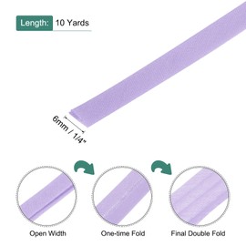 MECCANIXITY 1/4 Inch Double Fold Bias Tape Polyester Continuous Bulk Bias Tape for Sewing,Seaming Quilting Hemming Binding Crafts (Light Purple 10 Yards)