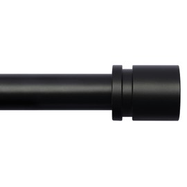 Byondeth Curtain Rods for Windows 16 to 120 Inches Adjustable Length 1 Inch Diameter Window Curtain Rod with Aluminium Finials, Black