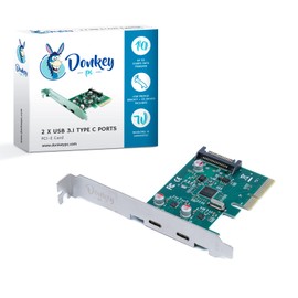 Donkey pc PCI Express Card with 2 Ports USB 3.1 Type C PCI Express 4X Expansion Card for 2 USB 3.1 Superspeed Ports with Type C Supports Windows 10