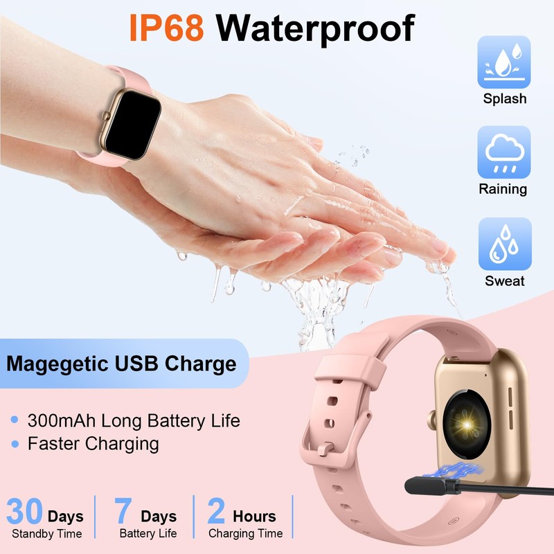 Fempoin Smartwatch Women's Men's Fitness Watch with Phone Function