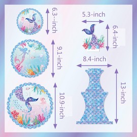 Mermaid Cupcake Stand - 3 Tier Mermaid Tail Cupcake Holder Mermaid Theme Dessert Tower Holder for Girl, Under The Sea Mermaid Birthday Party Decorations Supplies Favors for Baby Shower