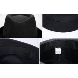 Bamboopack Unisex Classic Manhattan Structured Trilby Fedora Hat Short Brim Jazz Panama Cap Black