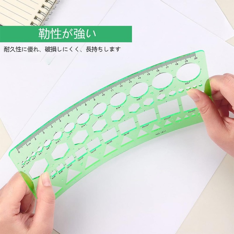 YJRUNFU Template Circular Ruler, Drafting Ruler Set, Ellipse, Square, Polyshaped,