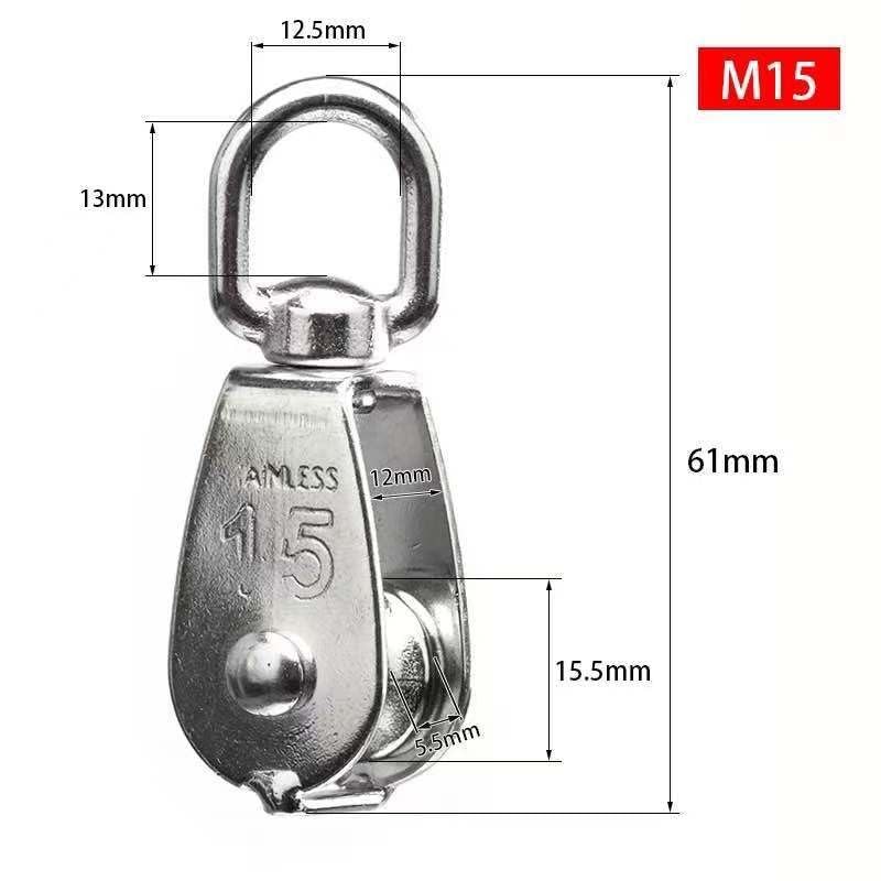 POFET 4 Pcs M15 Stainless Steel Lifting Swivel Single Wheel