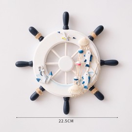 Daimay Nautical Ornaments Miniature Beach Ornament Kits Mini Seaside Rudder Model Micro Landscape Scenery Decor Aquarium Terrariums Miniature Gardens - White
