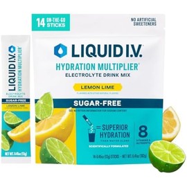 Liquid I.V.-  Multiplicador de Hidratación Sin Azúcar Lima Limón  Mezcla para Bebida en Polvo Electrolito  1 Paquete (14 Porciones